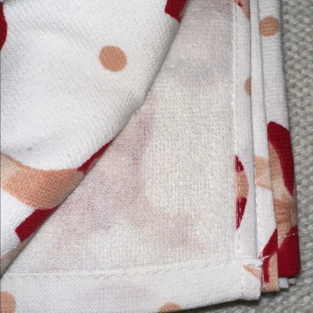 SC Valentine’s Day White Red Beige Heart & Bows Cotton Blend Tea Kitchen Towels